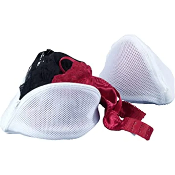 WENKO Feinwäschenetz, 2er Set, BH-Wäschenetz mit Reißverschluss für Feinwäsche, halten die BH-Körbchen in Form und schonen die Kleidung, kochfest, aus hochwertigem Polyester, 24 x 11 x 16 cm, Weiß