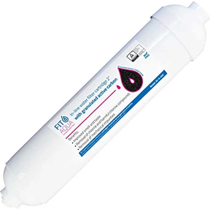 Fit aqua AC-IL-A Original In-line Aktivkohle Carbon Patrone für Kühlschrank Samsung, LG, AEG, Siemens, GE, Daewoo, Haier usw. externer Filter by Side mit QC-Anschlüsse, Made in EU – Bild 2