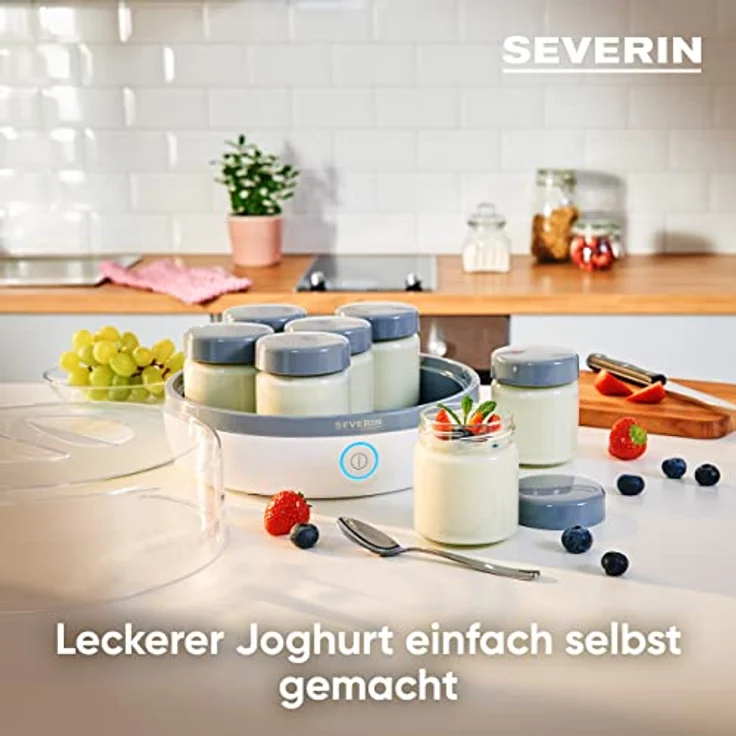 Severin JG 3518 Joghurtbereiter, 18W, 7 Portionsgläser á 150 ml, weiß - grau – Bild 3