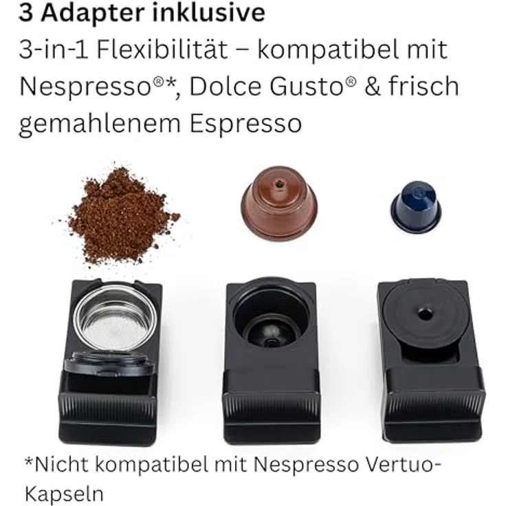 Wilfa VOLO MINI MMA1T-TC15, Kapselmaschine kompatibel mit Nespresso und Dolce Gusto, 0,8-Liter-Wassertank, hohe Brühtemperatur über 88°C, schwarz – Bild 5