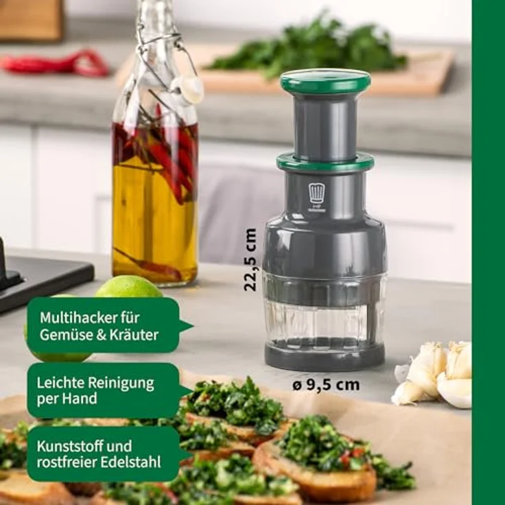 Chefkoch Gemüseschneider 2-teilig – Multihacker zum Zerkleinern von Zwiebeln, Gemüse, Kräuter & Co. – Zwiebelschneider mit scharfen Rotationsklingen – Bild 3