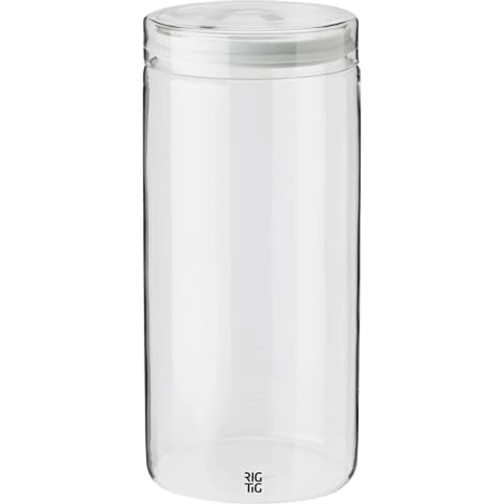 Stelton RIG-TIG Aufbewahrungsglas Store-It, Vorratsglas aus Borosilikatglas, Light Grey, 1,5 L – Bild 1
