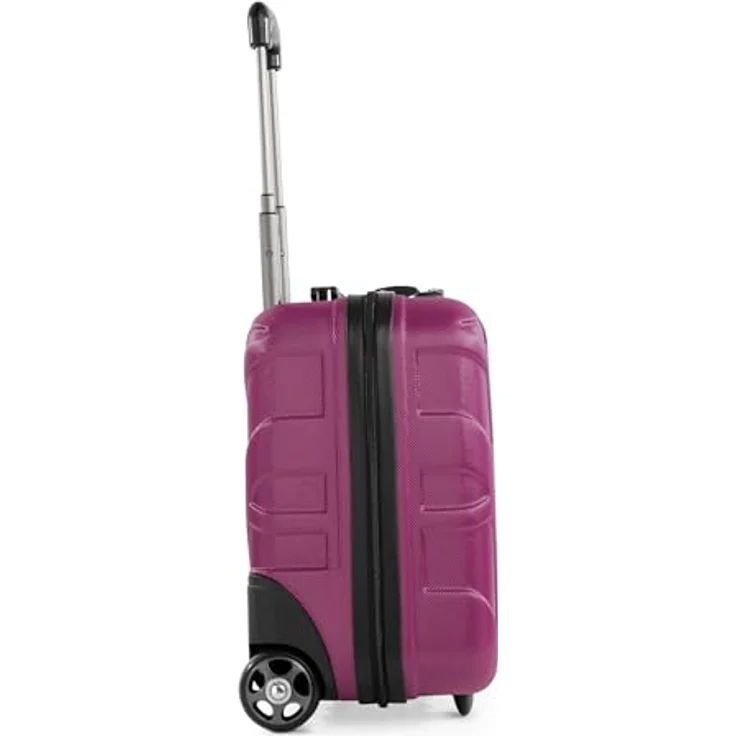 SUITLINE Pilotentrolley Hartschale, Business Trolley, Kabinengepäck, Handgepäck Trolley, Pilotenkoffer, Bordcase, Bordgepäck, TSA, ABS, 4 Rollen, Magenta  Silber – Bild 4