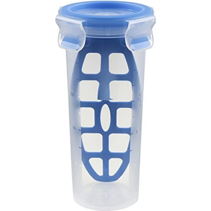 Emsa 508555 Mixbecher mit Deckel, Mixeinsatz, Volumen 0.5 Liter, Transparent-Blau, Clip & Close – Bild 2