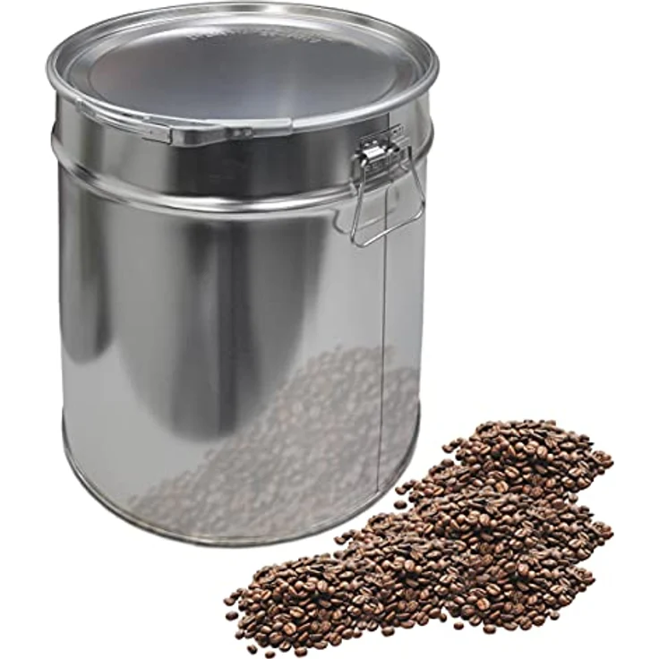 plasteo® 30 Liter Blecheimer Hobbock Fass mit Deckel und Spannring, luft- und flüssigkeitsdicht, robust und stapelbar, Gefahrgut tauglich, stabile seitliche Metallgriffe – Bild 4