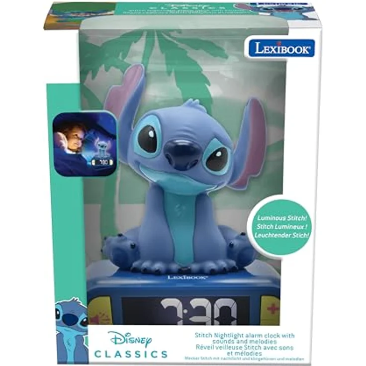 Lexibook Disney Stitch, Nachtwecker mit 6 Ringtönen und Sounds, beleuchtet, hintergrundbeleuchtetes LCD-Display, Schlummerfunktion, Blau, RL800D – Bild 3