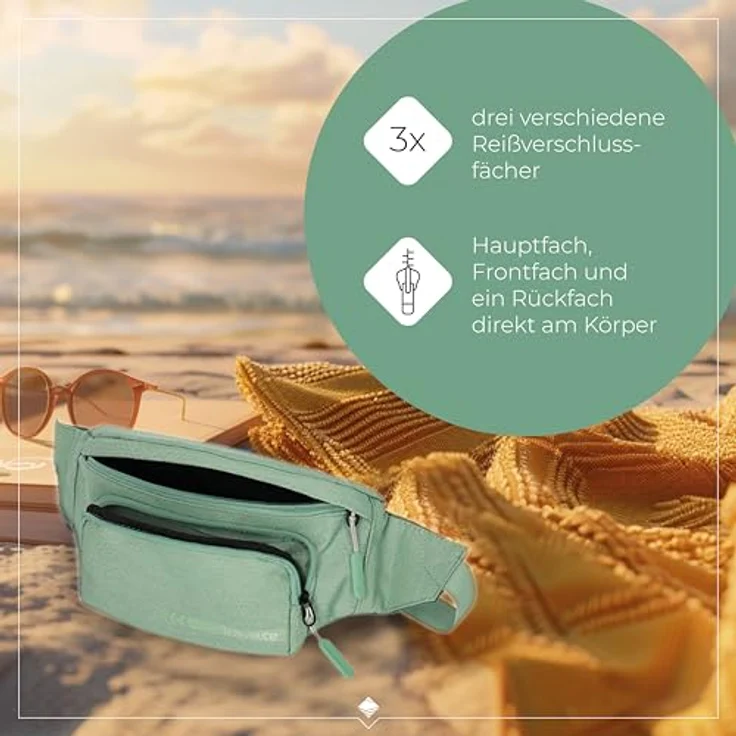 Travelite Kick Off Gürteltasche, 30 cm, salbei, 100% Polyester, kompakte Bauweise – Bild 4