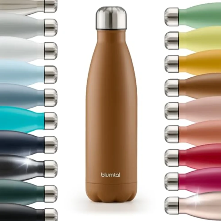 Blumtal® Trinkflasche Edelstahl Charles, Thermosflasche 1000 ml, BPA-frei, doppelwandig isoliert, auslaufsicher, braun - Pumpkin Spice – Bild 1