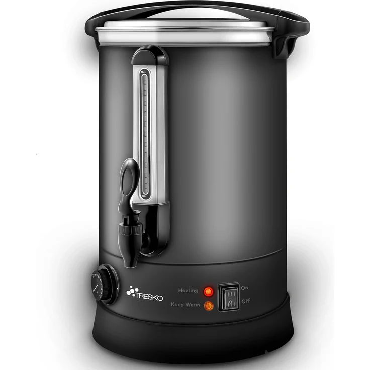 TRESKO Einkochautomat Glühweinkocher aus Edelstahl, Temperaturkontrolle 30-110 Grad, 20 Liter, Silber