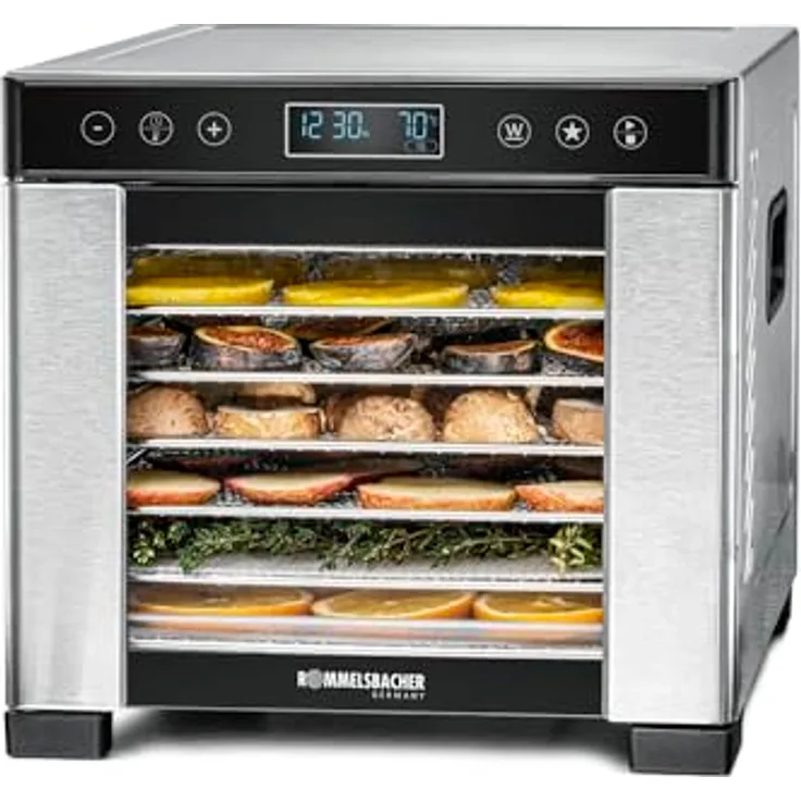 Rommelsbacher Dörrautomat DA 650, Edelstahl, 0,5 m² Dörrfläche, LCD-Display, 99 Std. Zeitschaltuhr, Temperatur einstellbar (35 °C – 75 °C)