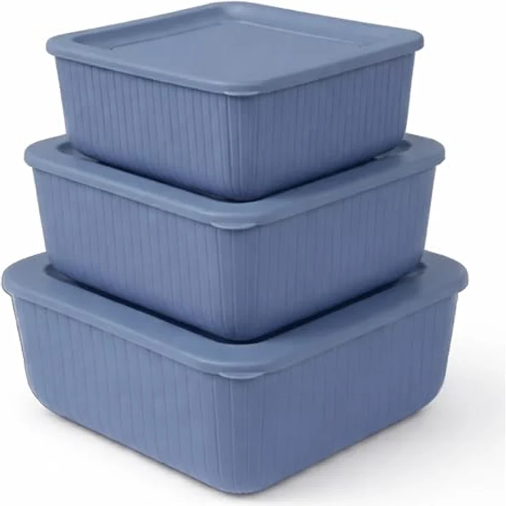 HOPEG Frischhaltedose 3er Set, luftdicht und BPA-frei, Kunststoff Vorratsdosen in Blau, 0,5 L, 1 L, 1,5 L – Bild 1