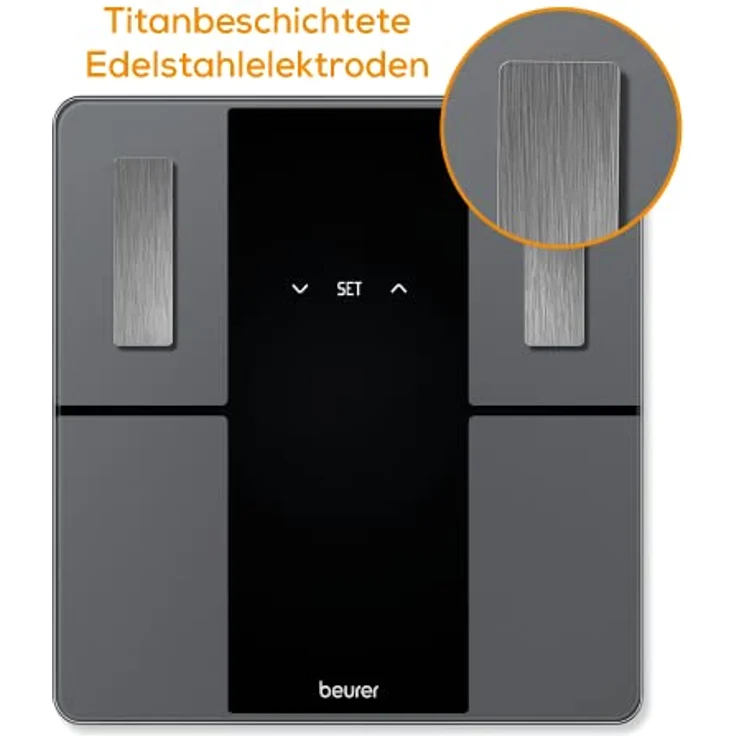 Beurer BF 500 Diagnosewaage mit Bluetooth, digitale Körperwaage mit App, Ermittlung und Analyse der Körperwerte, Messung von Körperfett und Muskelanteil, extra großes Display – Bild 5