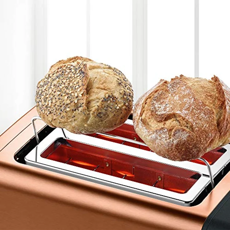Bosch TAT4P429DE DesignLine Kompakt-Toaster, Auftau-Aufwärmfunktion, versenkbarer Brötchenaufsatz, Abschaltautomatik, 970 W, kupfer – Bild 6
