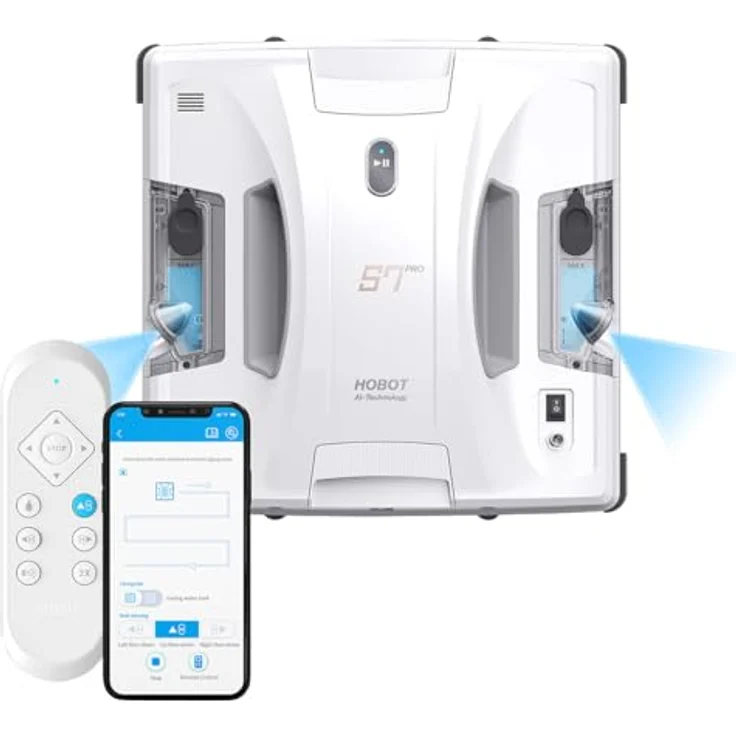 Sichler Exclusive HOBOT S7 Pro, Fensterputzroboter mit Dual-Sprüher, App-Steuerung und 600 Reinigungsbewegungen/Min, ideal für Bürogebäude und rahmenlose Fenster – Bild 1