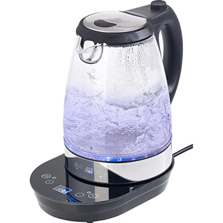 Rosenstein & Söhne Glas-Wasserkocher, 2200W, 1,7L, Temperaturwarhl, transparent, weiß – Bild 2