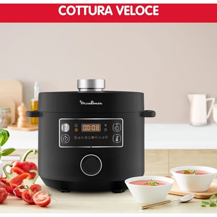 Moulinex CE7548, Multikocher mit 5 l Kapazität, 1090 W, LCD-Display, schwarz, PFOA-frei, spülmaschinenfest – Bild 2