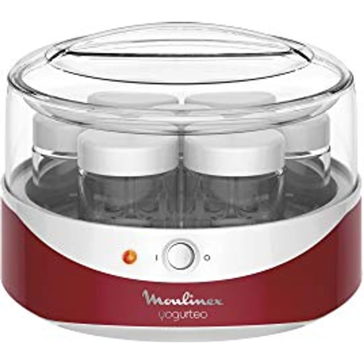 Moulinex Yogurteo YG2295 Joghurtbereiter, Ein- Ausschalter, 7 Gläser je 160ml, rot – Bild 2