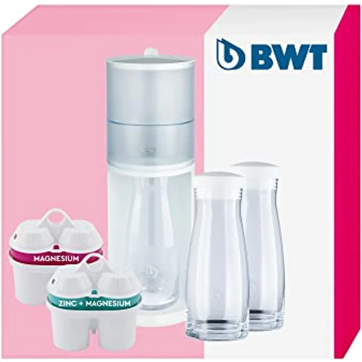 BWT Tischwasserfilter AQUAlizer Station | Vorteilspack mit 2 Filterkartuschen und zusätzlicher Glaskaraffe – Bild 1