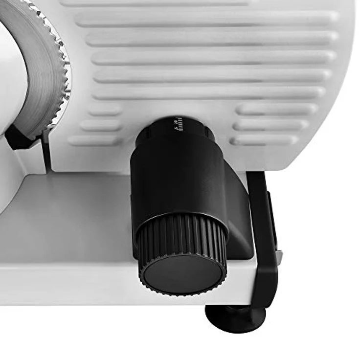 Venga! Universal Elektro-Allesschneider, Edelstahl, 2 Austauschbare Klingen, bis zu 15 mm Regelung der Schneidstärke, 200 W, Silber, VG AS 3005 – Bild 3