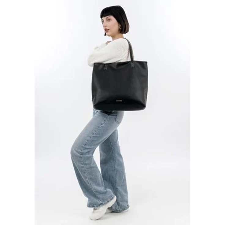 EMILY & NOAH Shopper E&N Eva, Damen Tasche aus Feinsynthetik mit Echtleder-Optik, abnehmbaren Umhängeriemen, zweifarbigen Design und Magnetverschluss – Bild 2