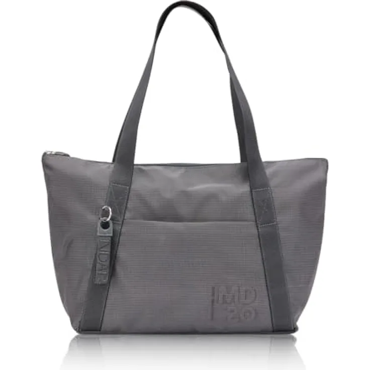 Mandarina Duck MD20 Shopper Tasche, grau, 37 cm, aus robustem Polyester mit Reißverschluss und Trolley-Kompatibilität