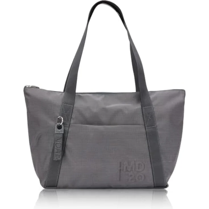 Mandarina Duck MD20 Shopper Tasche, grau, 37 cm, aus robustem Polyester mit Reißverschluss und Trolley-Kompatibilität – Bild 1