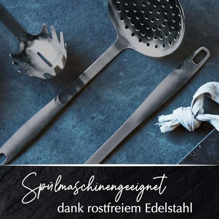 Stanley Rogers Küchenhelfer Set, 5-teiliges Premium Kochbesteck aus rostfreiem Edelstahl, schwarz, mit ergonomischen Griffen und platzsparender Aufbewahrung – Bild 5