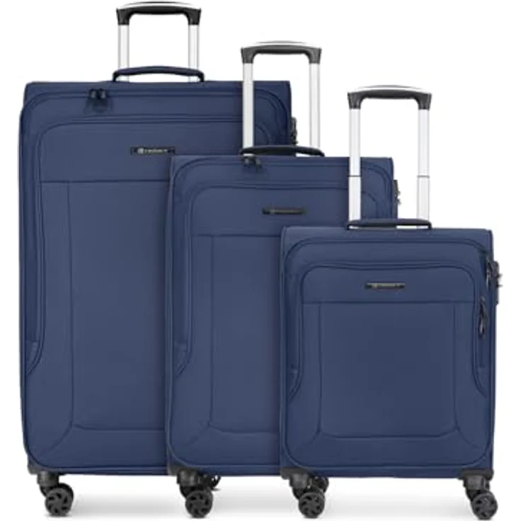 Franky Melbourne 3.0 Koffer Set 3-Teilig | Weichschalen Trolleyset mit 4 Rollen, arretierbarer Griff, Dehnfalte, Hemdenfach und Zahlenschloss | 34L / 56L / 90L – Bild 1
