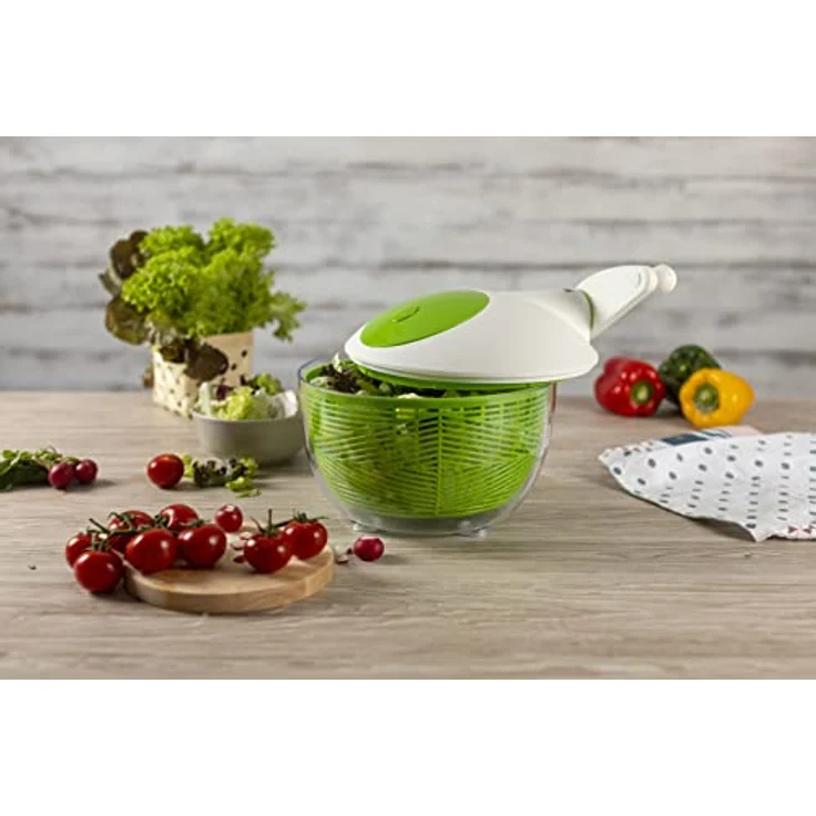 Salatschleuder 26 cm, weiss-grün - mit Stopptaste auf dem Deckel – Bild 5