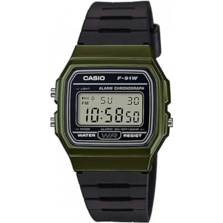 Casio F-91WM-3ACF, Herren Digital Quarz Uhr mit Harz Armband, schwarz – Bild 1