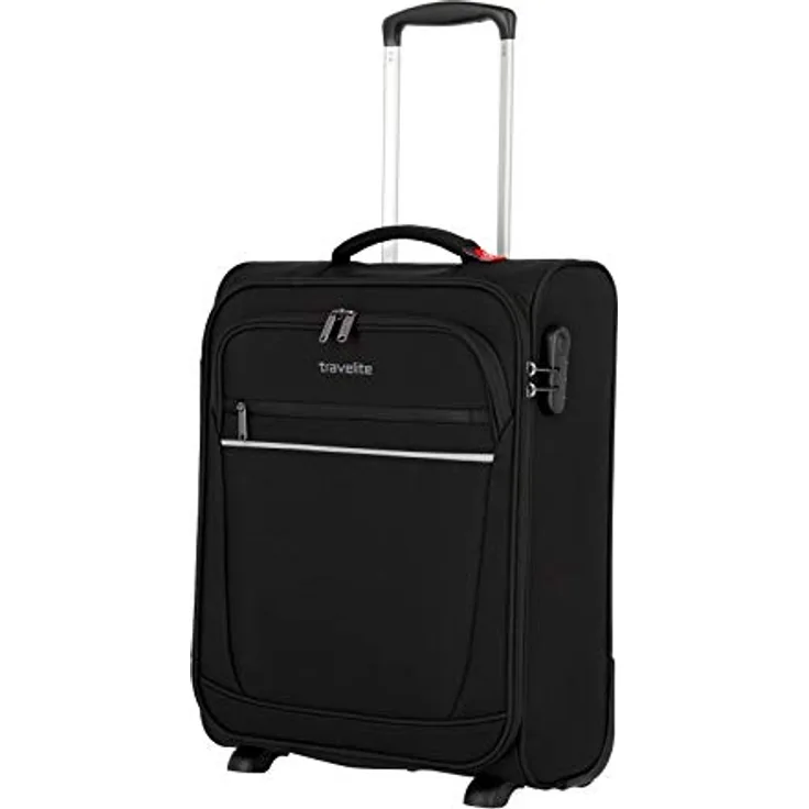 travelite 2 Rad Handgepäck Koffer mit Schloss erfüllt IATA Bordgepäck Maß, Gepäck Serie CABIN: Kompakter Weichgepäck Trolley, 52 cm, 39 Liter, Schwarz