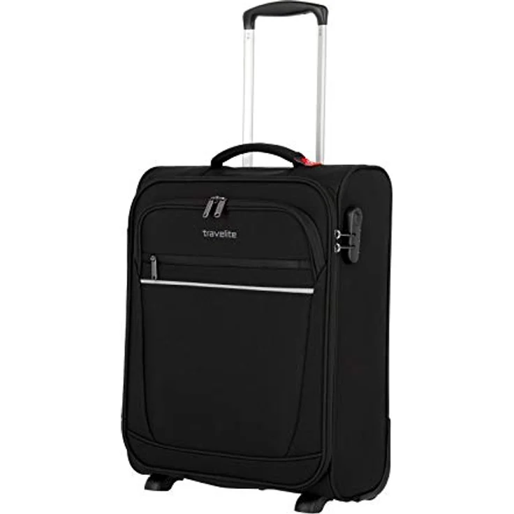 travelite 2 Rad Handgepäck Koffer mit Schloss erfüllt IATA Bordgepäck Maß, Gepäck Serie CABIN: Kompakter Weichgepäck Trolley, 52 cm, 39 Liter, Schwarz – Bild 1