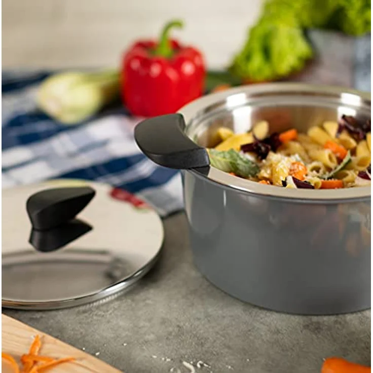 KUHN RIKON HOTPAN Kochtopf mit Thermoschüssel, 2 Liter, 18 cm, Grau, Edelstahl, induktionsgeeignet, dampfgaren, energieeffizient, warmhalten – Bild 3