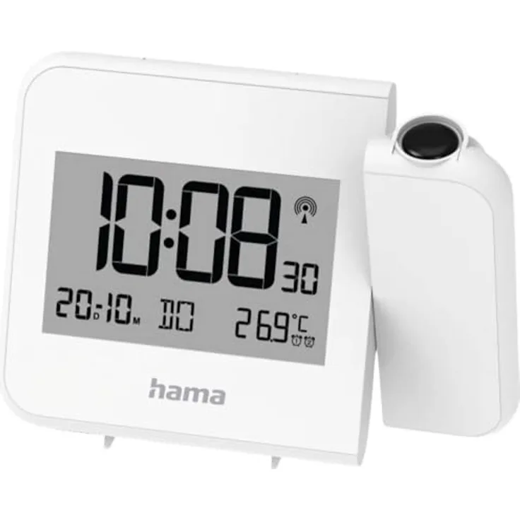 Hama Hvar, digitaler Funkwecker mit Projektion, 180° einstellbar, DCF-Funkuhr, Temperaturanzeige, blaue Hintergrundbeleuchtung