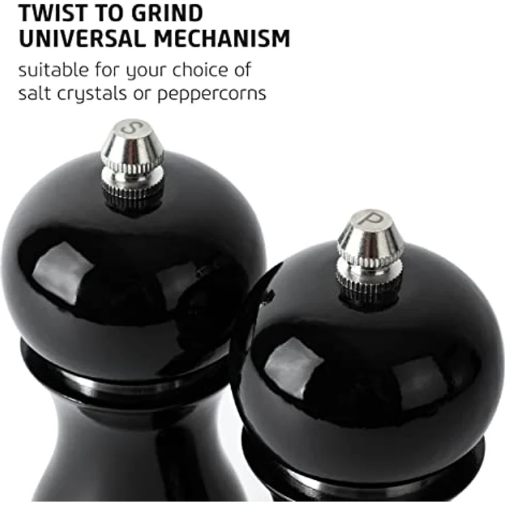 Salter 7613 BKXRA Gloss Salt and Pepper Mills Black, Pfeffermühle + Salzmühle, Schwarz – Bild 4