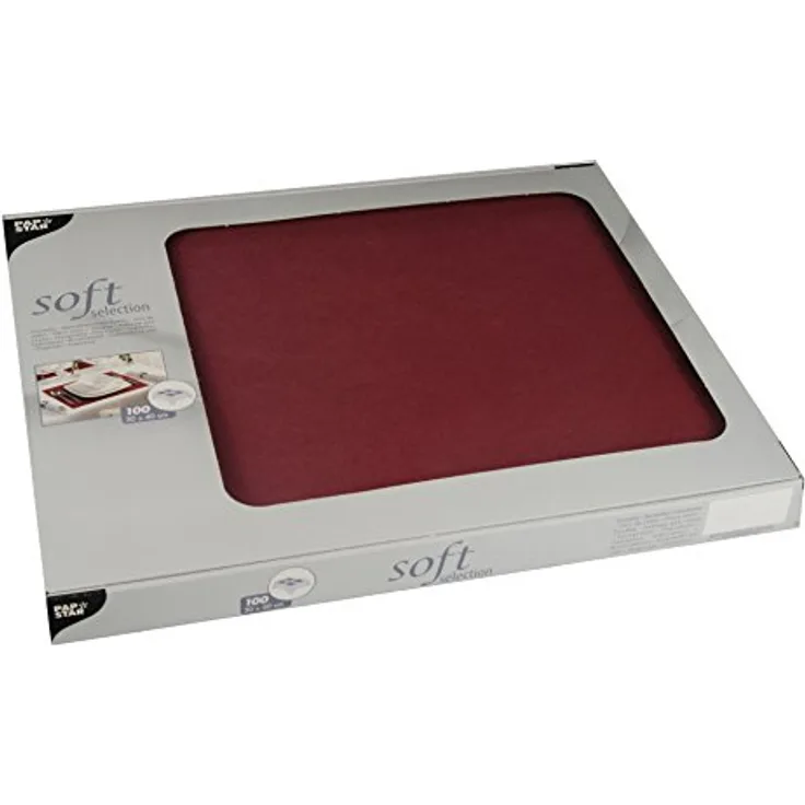 Papstar, 100 Tischsets, stoffähnlich, Vlies "soft selection" 30 cm x 40 cm bordeaux, #82322