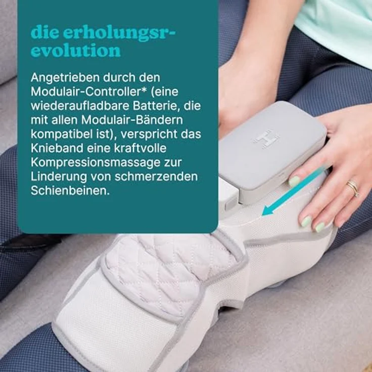HoMedics Modulair Kompressions-Knieunterstützung & Controller-Set - Kniemassagegerät mit Wärme, individuellen Einstellungen, Kompressionsmassage - 5 Intensitäten, 4 Programme, 3 Stufen Wärme, tragbar, kabellos - schwarz – Bild 2