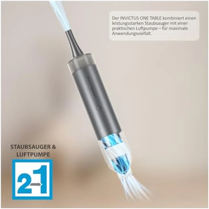 Genius Akku-Handstaubsauger INVICTUS ONE TABLE, 85,00 W, beutellos, 2in1 Staubsauger & Luftpumpe, perfekt für Ausflüge, leicht und kompakt – Bild 2