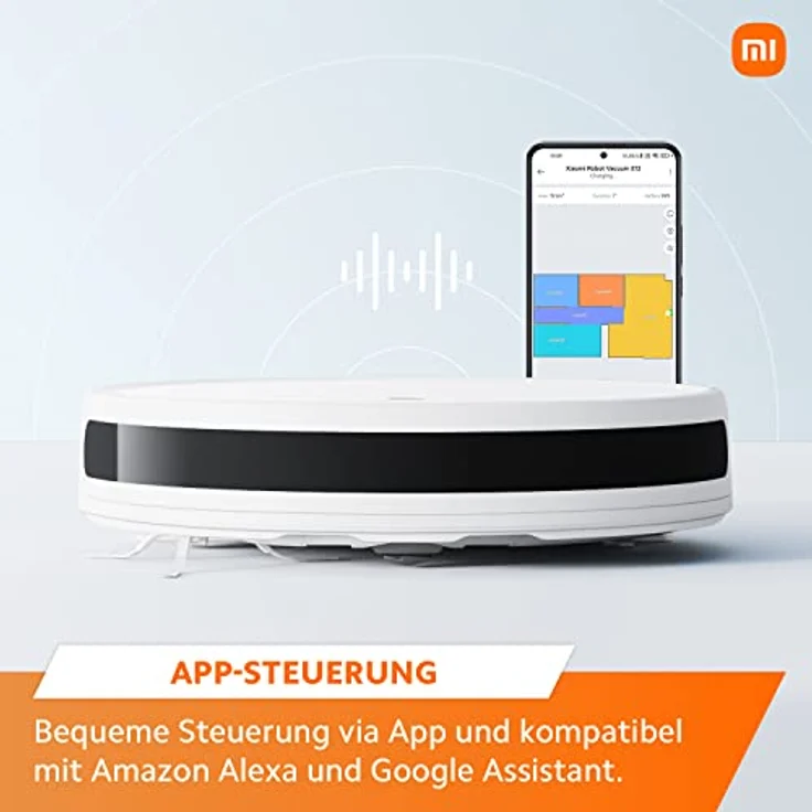 Xiaomi Robot Vacuum E12 Saug- & Wischroboter, Smart Reinigungsplan mit APP Steuerung und Google & Alexa, 4000 Pa Saugkraft, 110 Min Laufzeit, Teppich Tierhaare Hartböden, Ladestation, WLAN – Bild 5