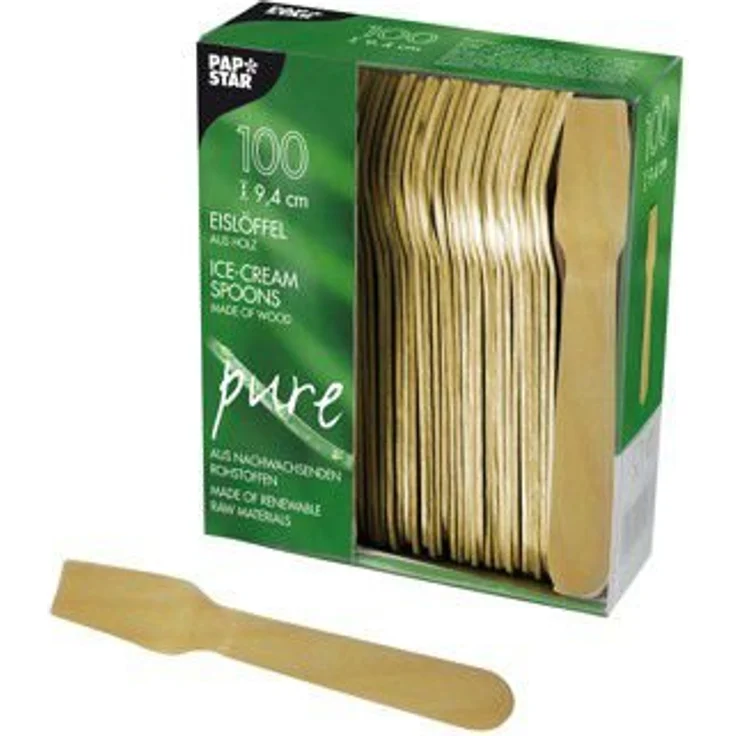 100 Eislöffel, Holz"pure" 9,4 cm Einweglöffel – Bild 1