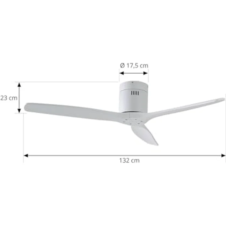 Lucande Deckenventilator Vindur, moderner Ventilator mit 3 Lüfterflügeln und Fernbedienung, weiß – Bild 3