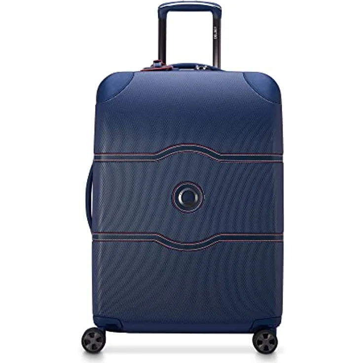 Delsey Paris Chatelet Hardside Gepäck mit Spinnrollen, Navy, Checked-Medium 24 Inch, No Brake, Chatelet Hartschalengepäck mit Spinnrollen