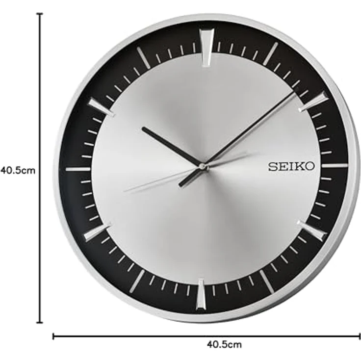 Seiko Clocks Wanduhr QXA840S, Silber, schleichende Sekunde, Aluminiumgehäuse, Ø40.5 x 4.5 cm, 3D Indizes – Bild 3