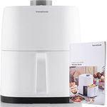 InnovaGoods® Heißluftfritteuse 2L airfryer 1200W mit +100 Rezepten auf Deutsch, heissluftfriteuse mit Antihaft-Korb, zeitschaltuhr und 360° Luftstrom, air fryers für 1-2 Personen, air fryer farbe weiß