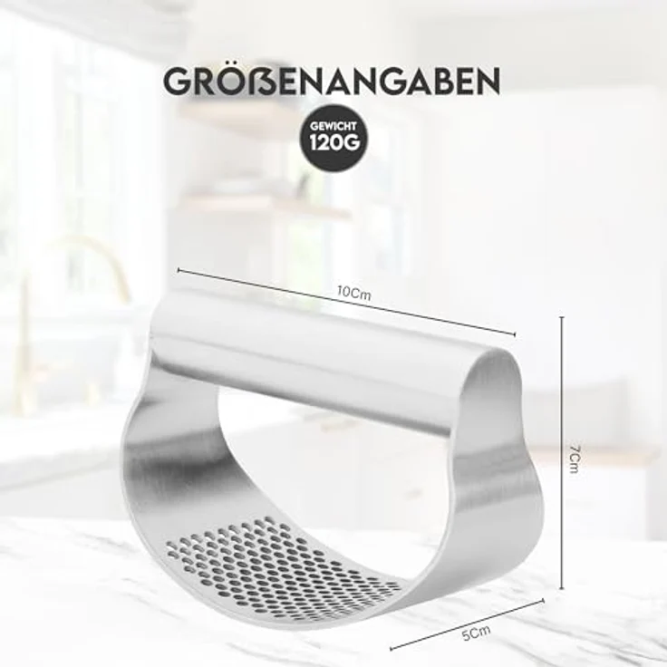 hausleben Knoblauchpresse Edelstahl – Ergonomischer Knoblauch- und Ingwerzerkleinerer, rostfrei, kompakt und leicht zu reinigen – Bild 5
