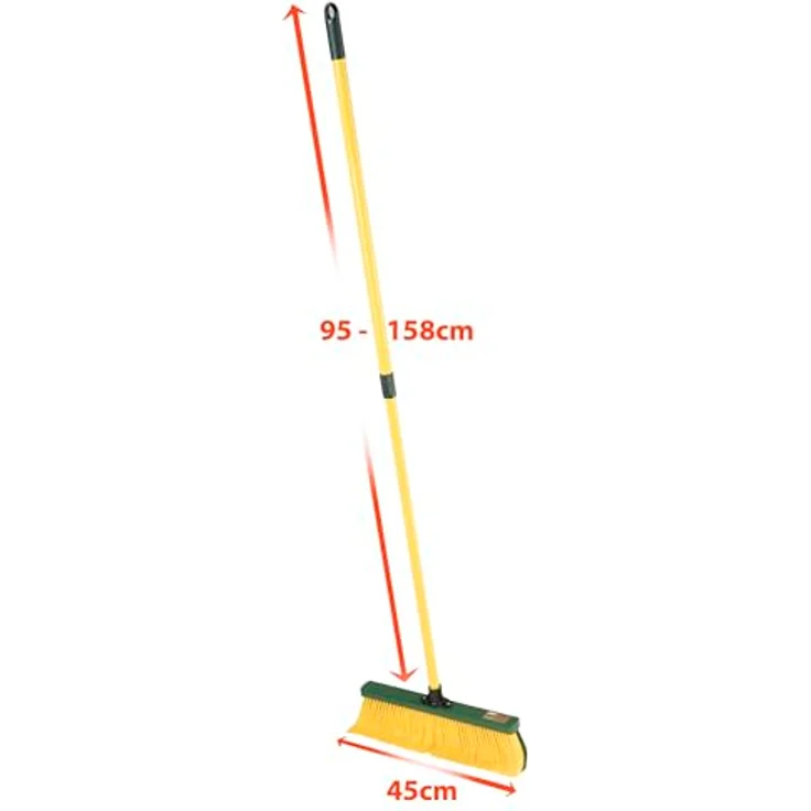 Steuber GmbH florasun Krallenbesen mit Teleskopstiel, 40 cm Breite, Stiellänge ausgefahren 1,4m, langer Kehrbesen mit gebogenen Borsten, verstellbarer Outdoorbesen – Bild 5