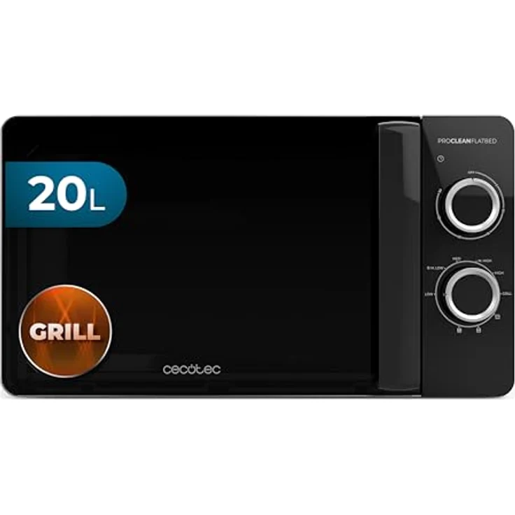 Cecotec Mikrowelle Proclean 3130 Flatbed, 20 l, 700 W, 800 W Grill, FullCrystal-Design, 3DWave-Technologie, 6 Stufen – Bild 1