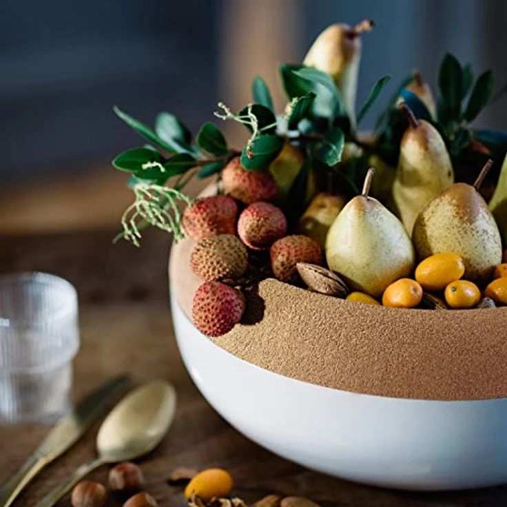 Emile Henry Große Vorratsschale/Obst- und Gemüseschale ø35,5 cm, elegante Präsentation von Früchten, lichtgeschützte Aufbewahrung von Kartoffeln und Zwiebeln, Korkdeckel, langlebig (Burgund) – Bild 4