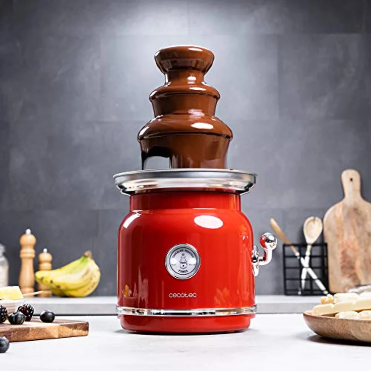 Cecotec Fun Chocolicious Schokoladenbrunnen 90W, 3 Ebenen, Edelstahl, rot – Bild 3