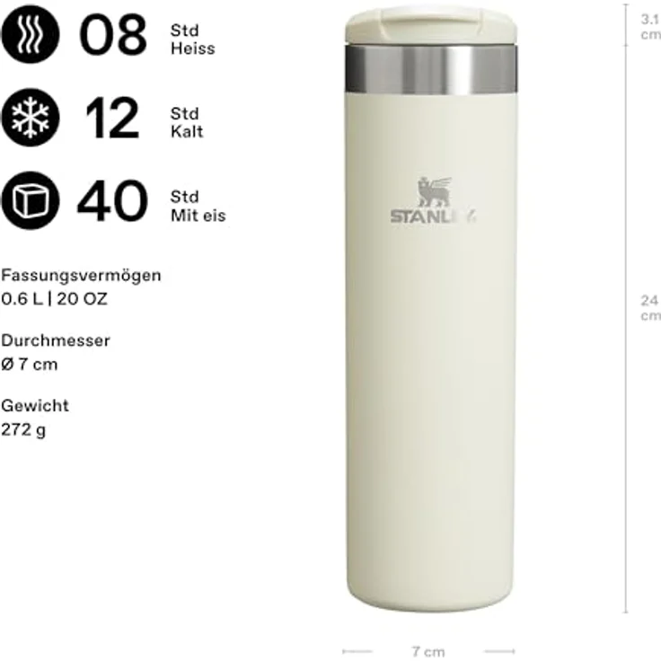 Stanley 1913 Aerolight Transit Thermobecher 0.6L, Auslaufsicher, Hält 6 Stunden Heiß, Spülmaschinenfest, Kompatibel mit Pkw-Getränkehaltern, Gloss – Bild 2